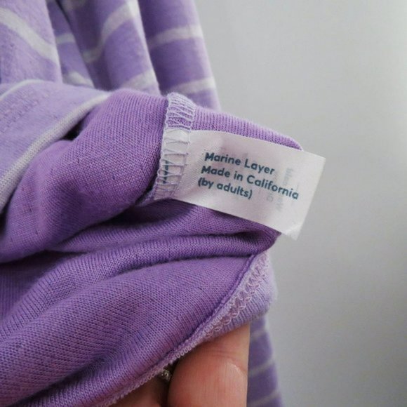 Marine Layer DK Crew, Lavender White Stripe, Size L - Picture 12 of 12